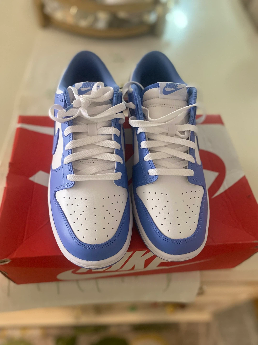 Nike Dunk Low White Blue Sneakers Size 9.5 - photo 2