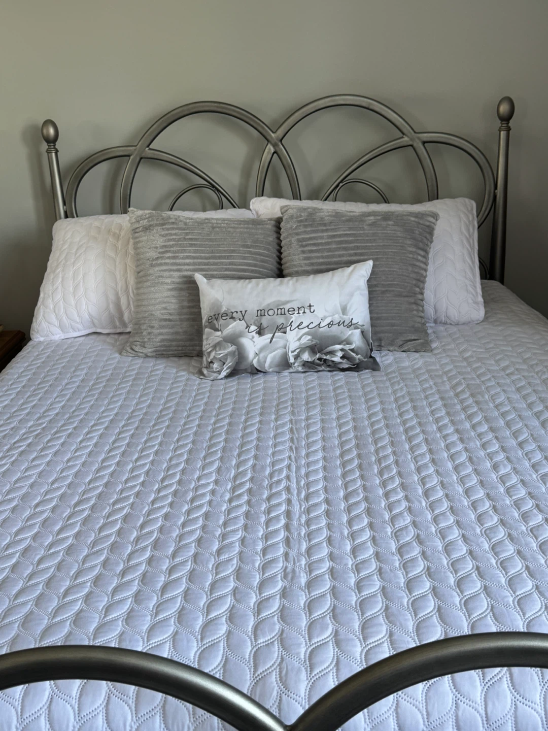 Metal Bed Frame with Ornate Headboard