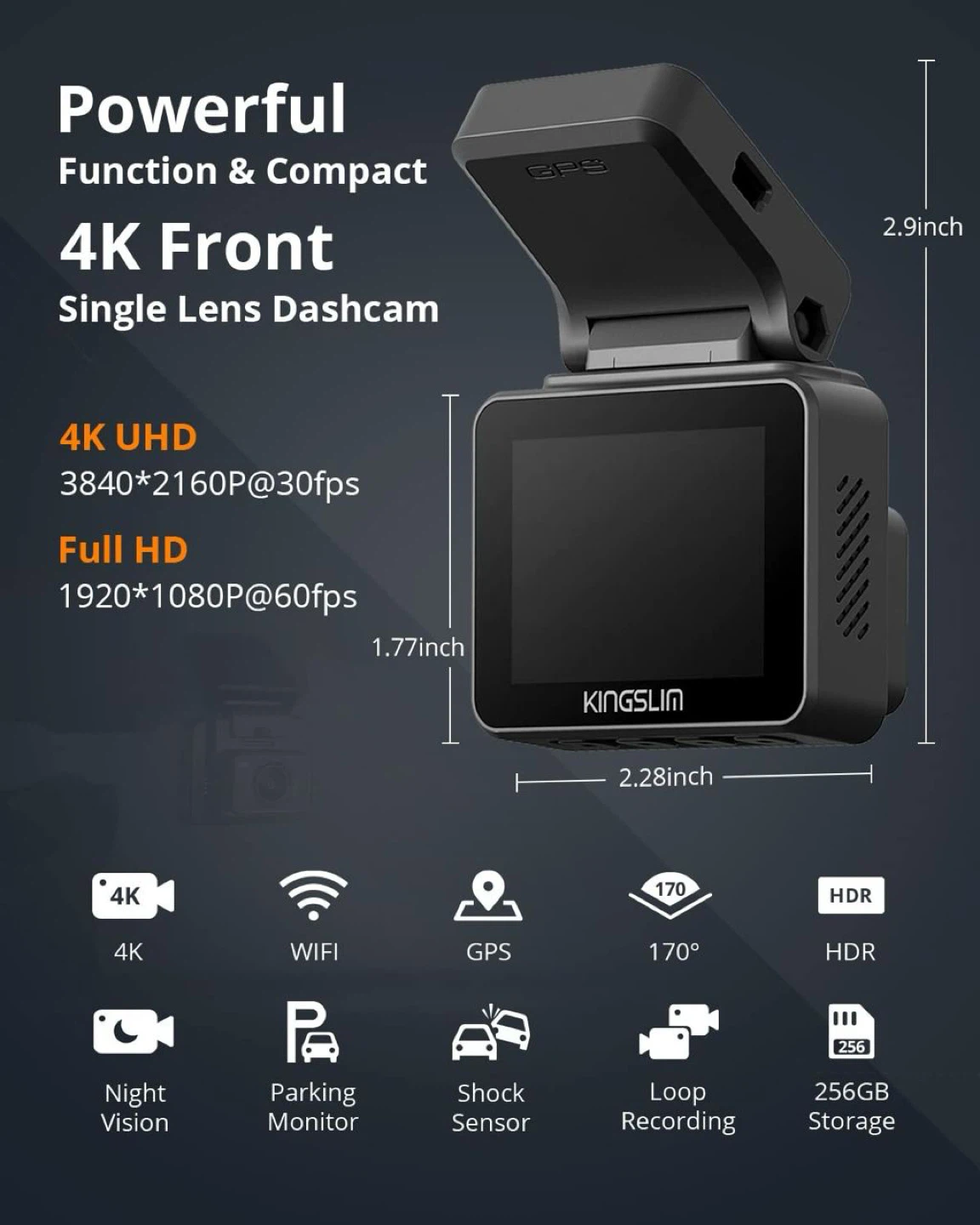 Kingslim D5 4K Dash Cam w/ WiFi GPS - photo 4