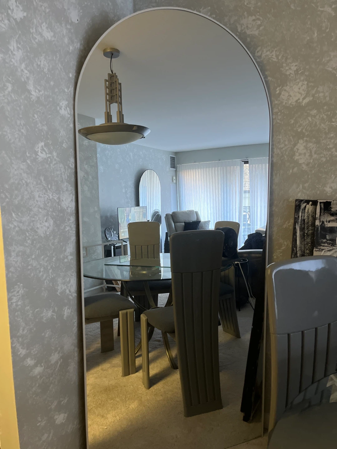 HUGE!!! White arched mirror 40”x78”
