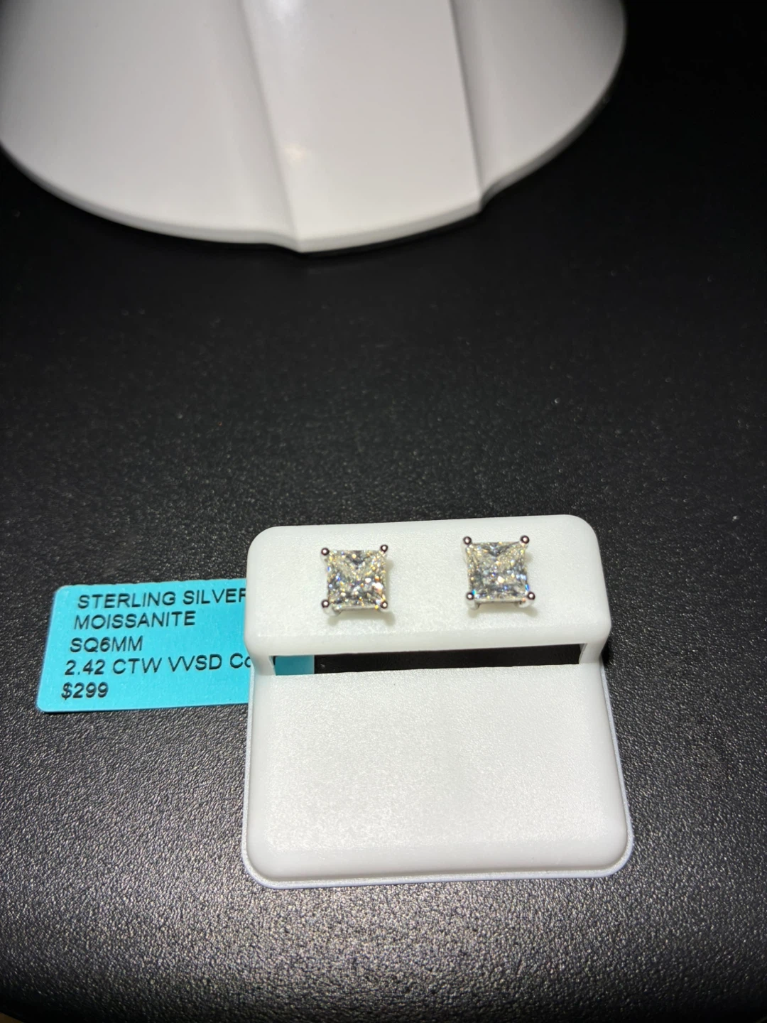 Princess Cut Moissanite Stud Earrings in Sterling Silver