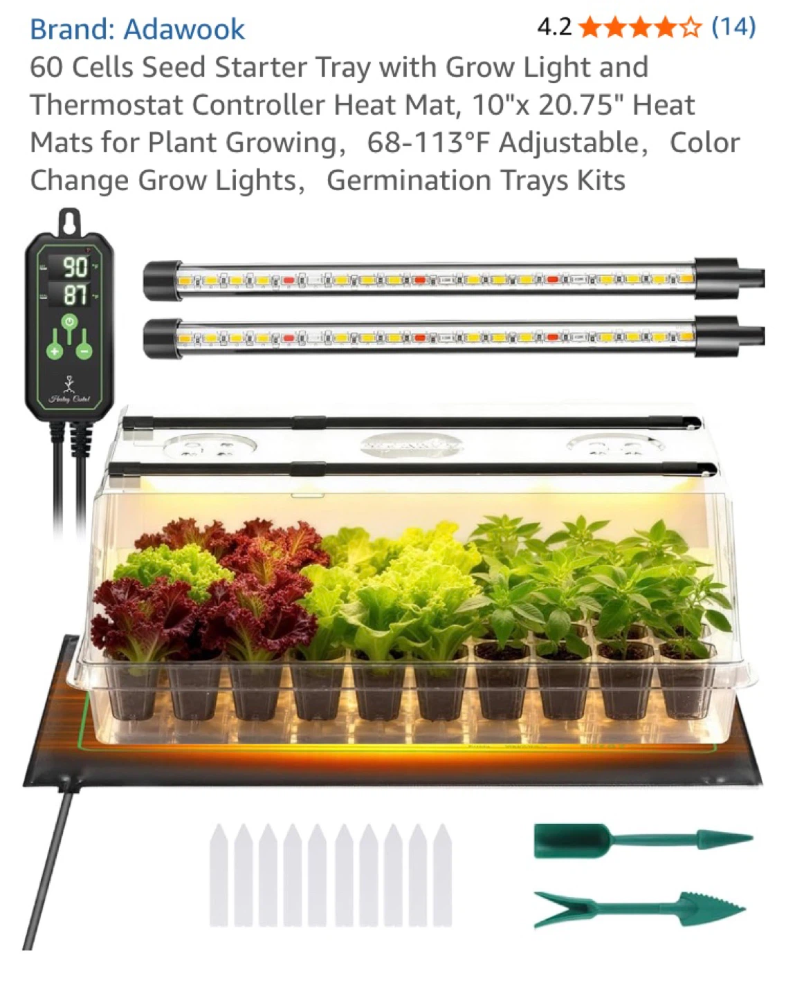 🧡Seed Starter Tray Kit with Grow Light & Thermostat - photo 5