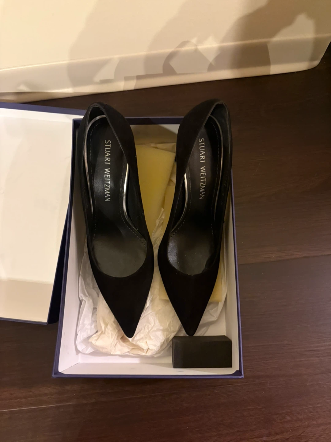 Stuart Weitzman Heist Black Suede Heels Size 8 - photo 2