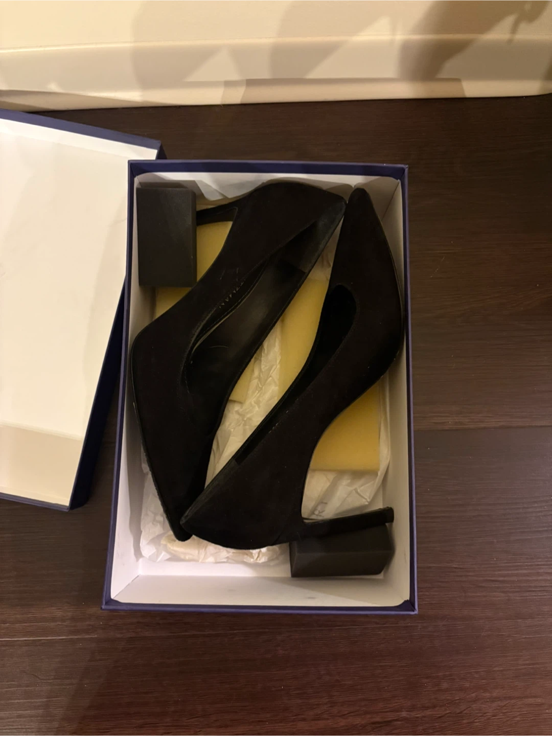 Stuart Weitzman Heist Black Suede Heels Size 8