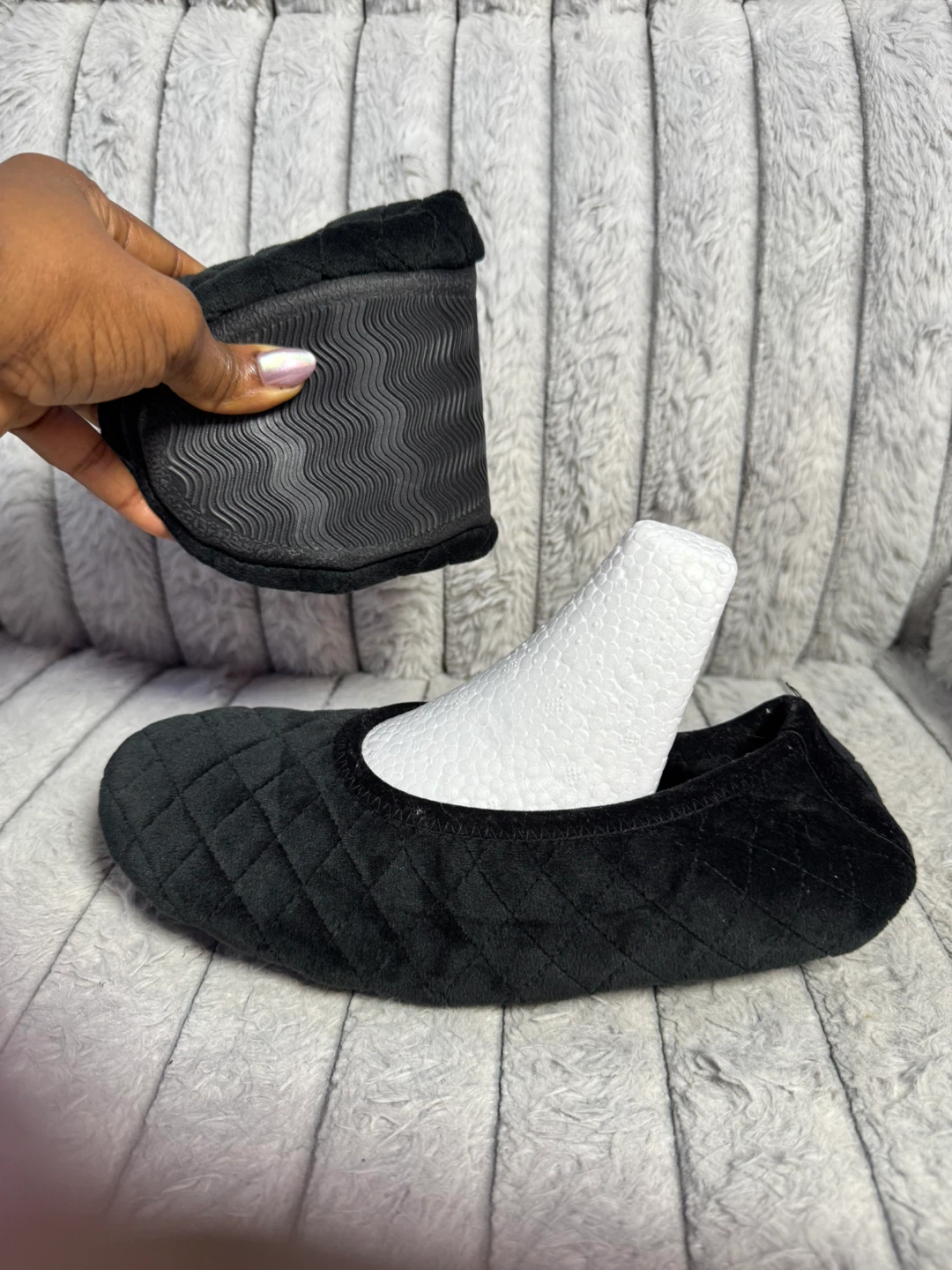 Black Quilted Slippers