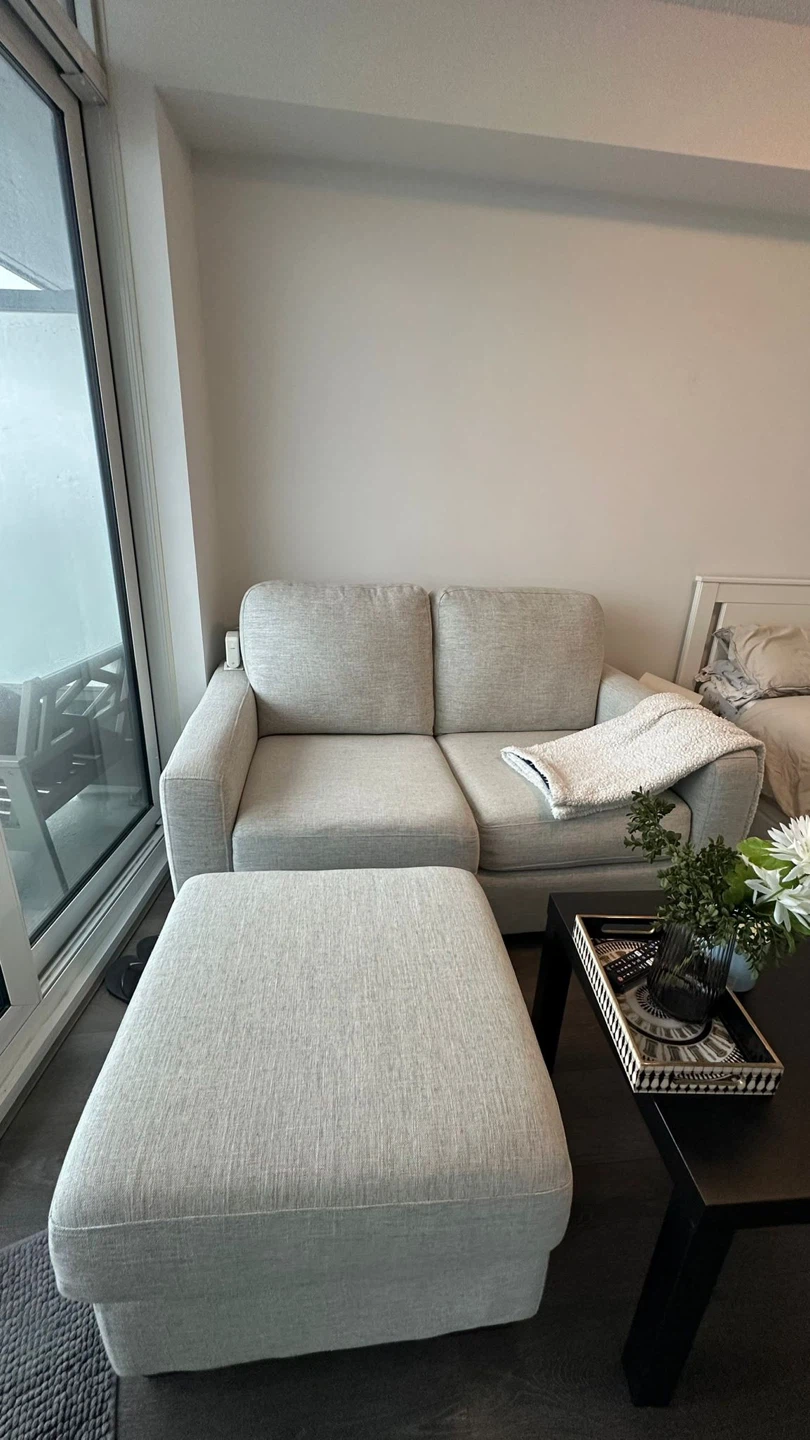 2 seater sofa with ottoman - photo 2