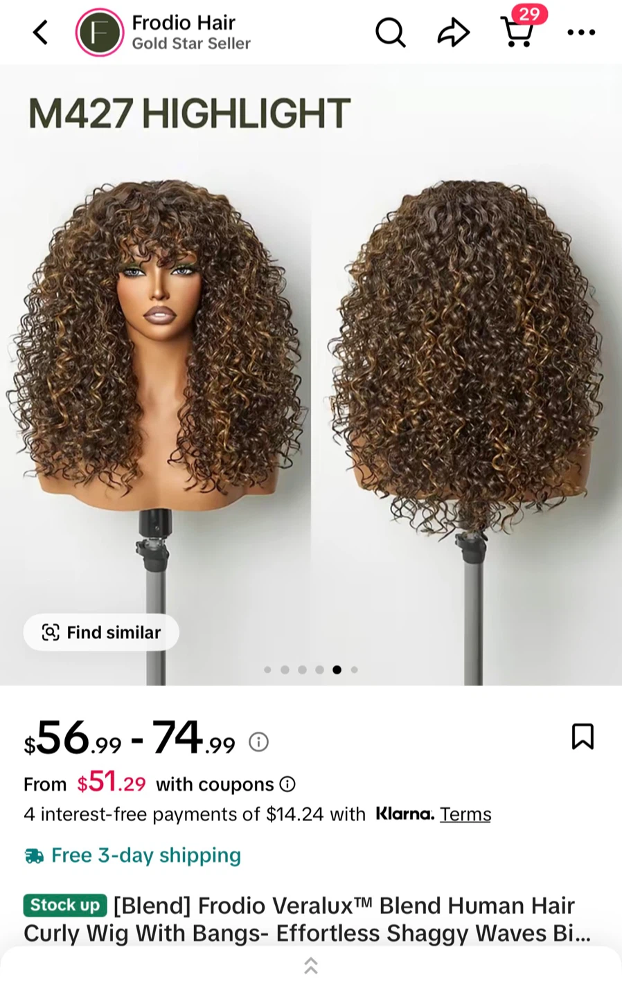 Frodio Hair M427 Highlight Curly Wig - photo 2