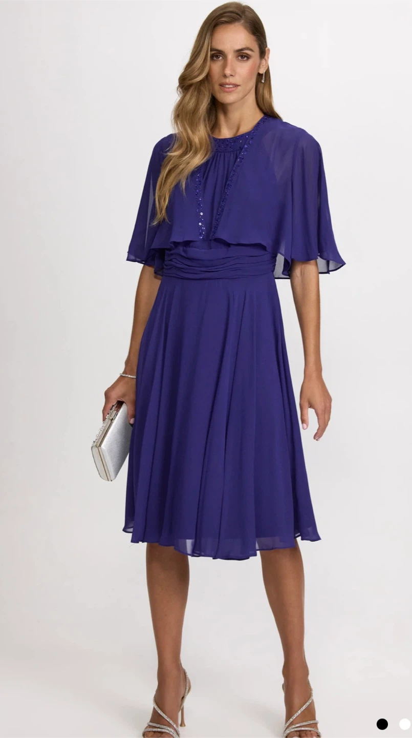 Laura Purple Beaded Neckline Dress