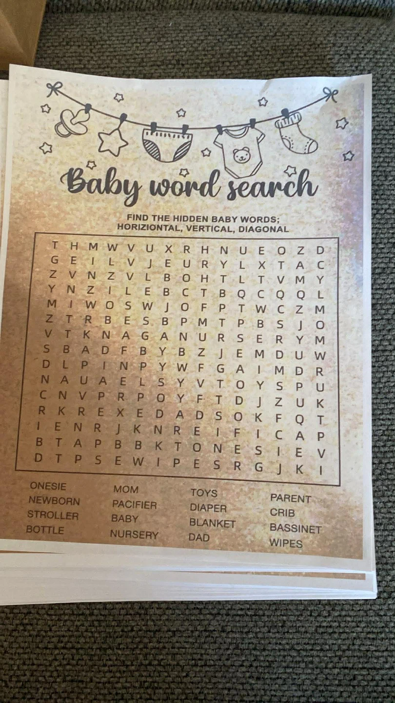 Baby Shower Game Bundle: Word Search & Guess That Baby Food