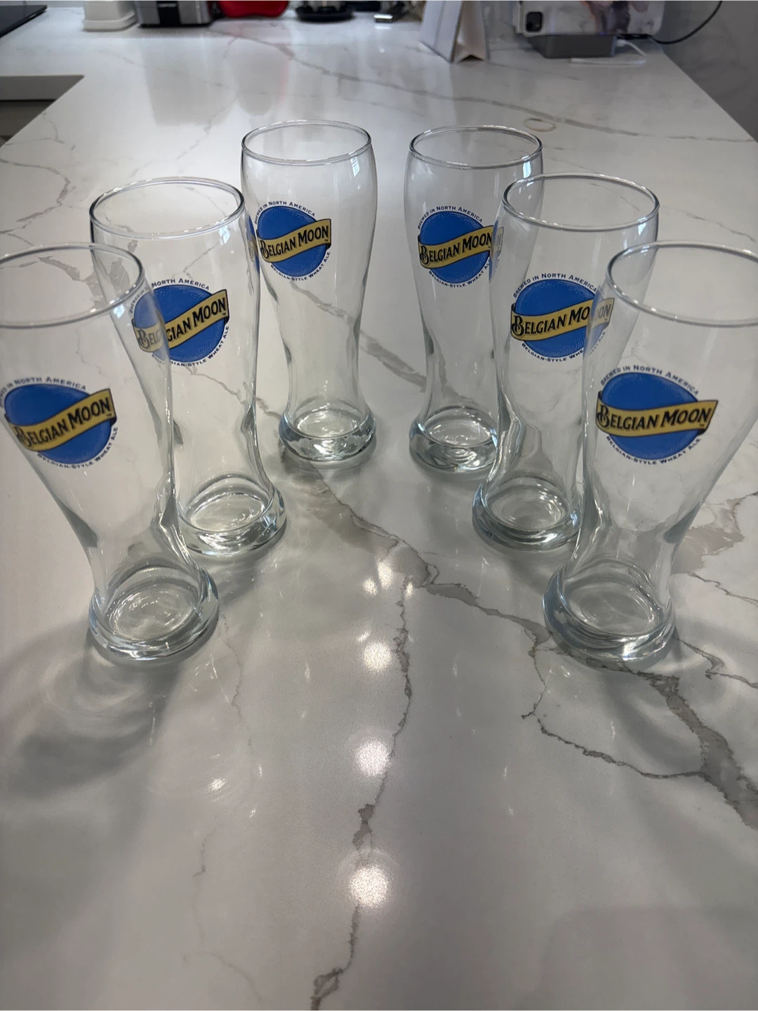 Vintage! Belgian Moon Beer Glasses - Set of 6