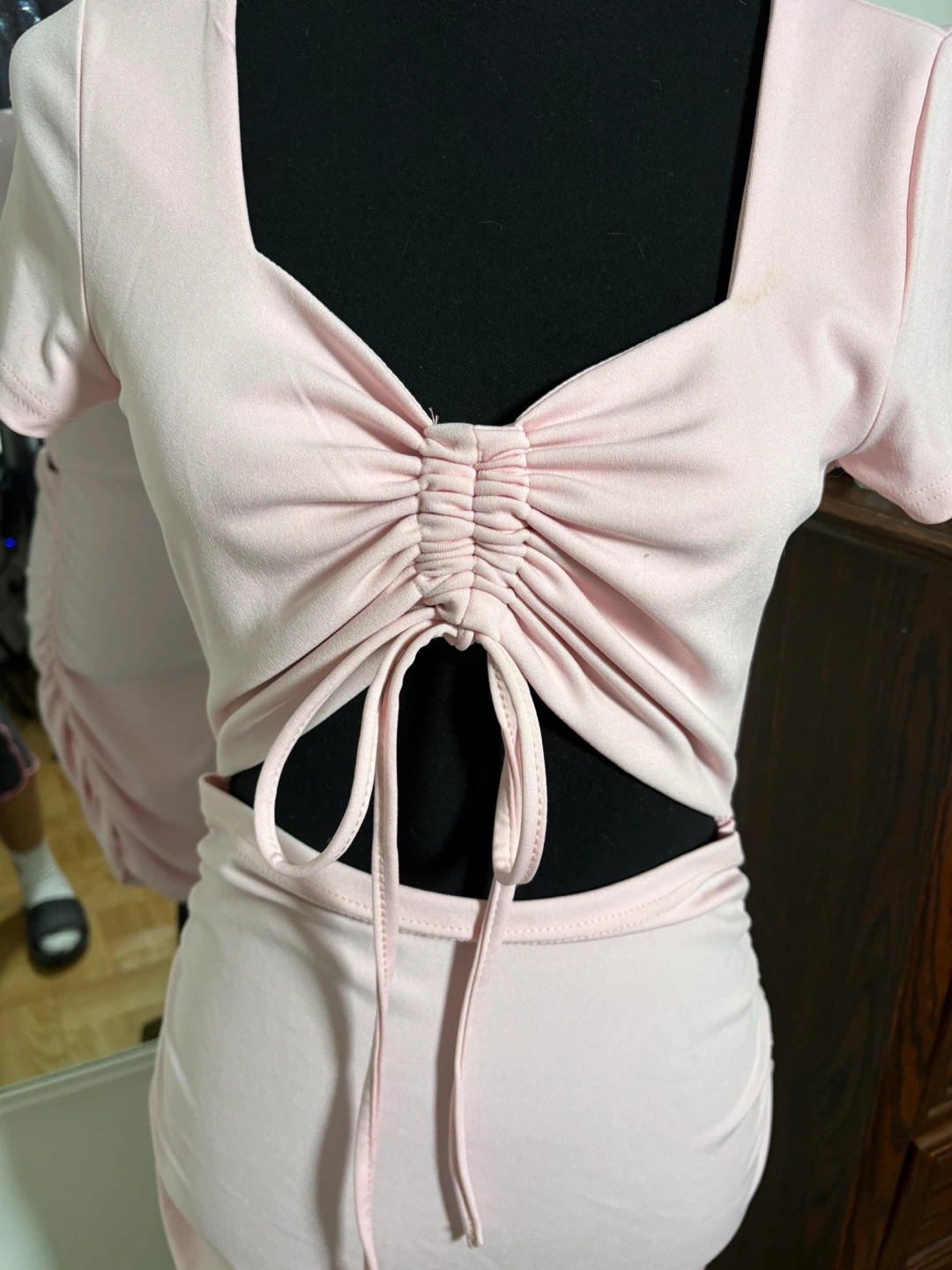 Pink Ruched Cut-Out Bodycon Dress - photo 2