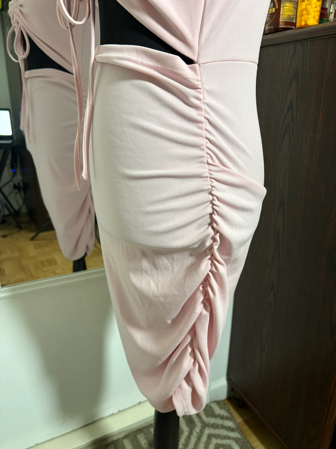 Pink Ruched Cut-Out Bodycon Dress - photo 3