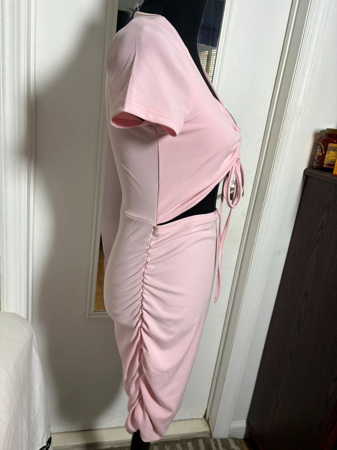 Pink Ruched Cut-Out Bodycon Dress - photo 5