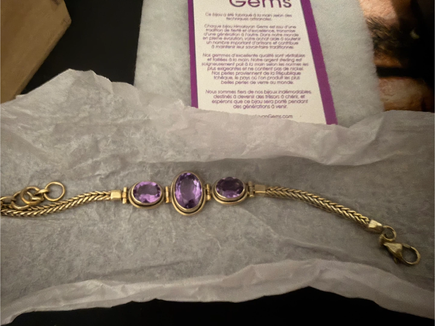 Himalayan Gems Amethyst Sterling Silver Bracelet