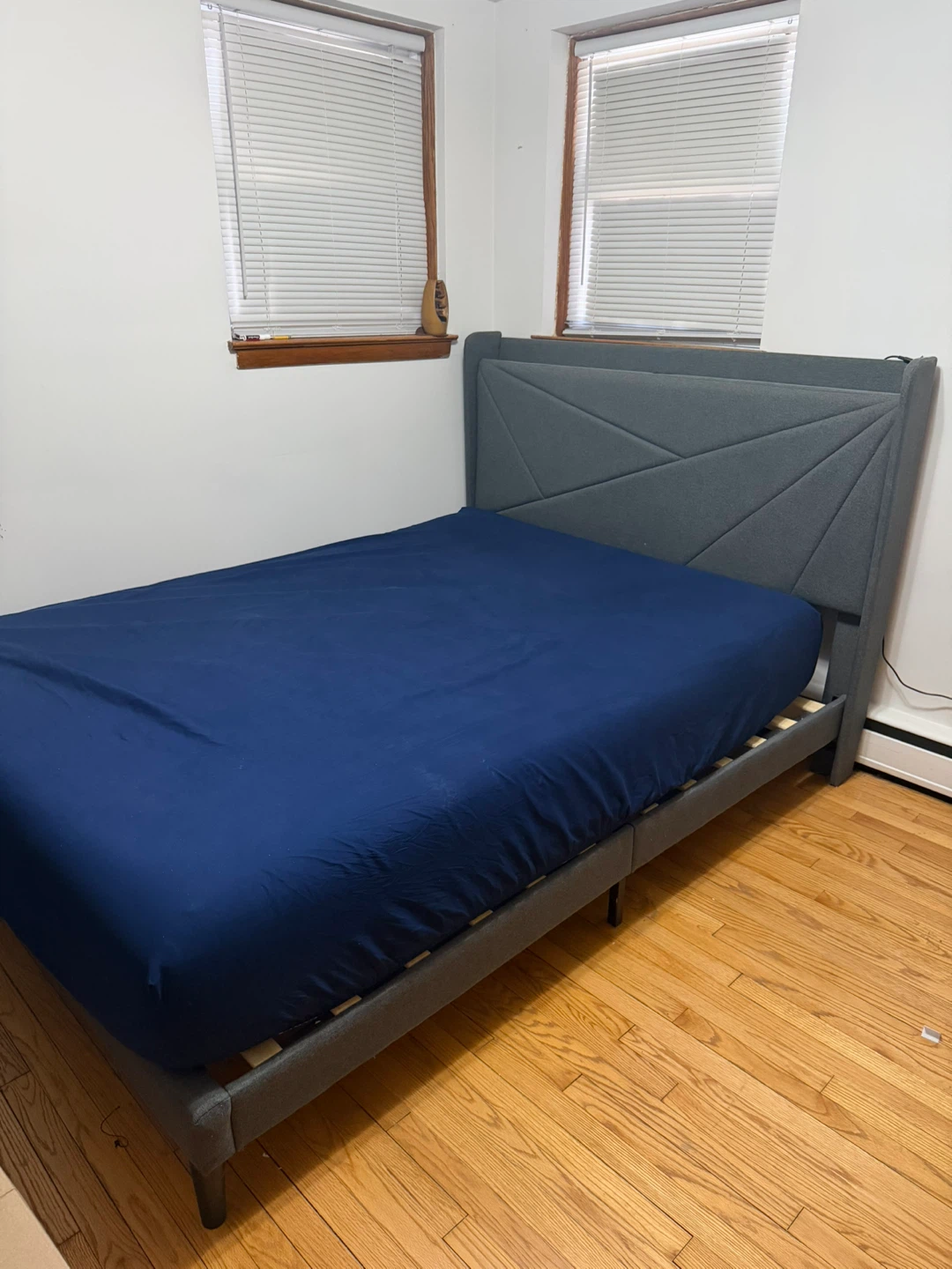 Dark Gray Upholstered Queen Bed Frame with Headboard - photo 2
