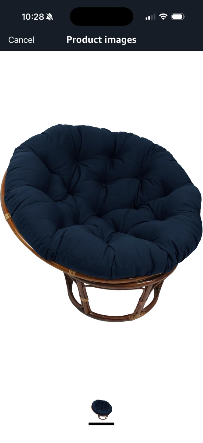 Papasan Chair with Dark Grey Cushion