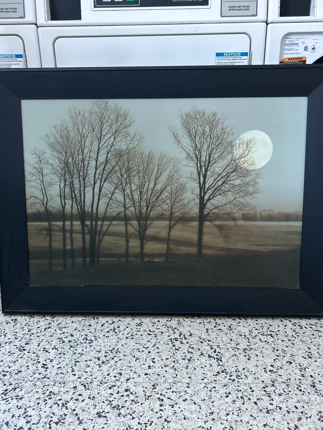 Framed Art Print - Winter Moon Scene