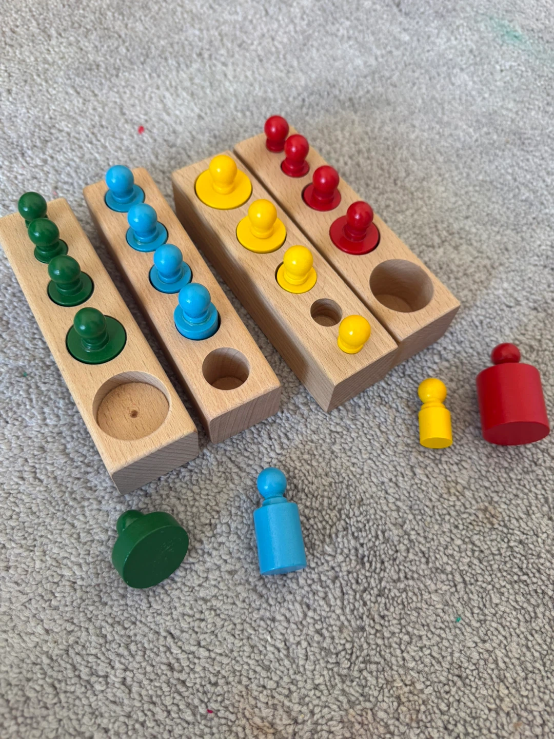Wooden Montessori Cylinder Push Down Toys