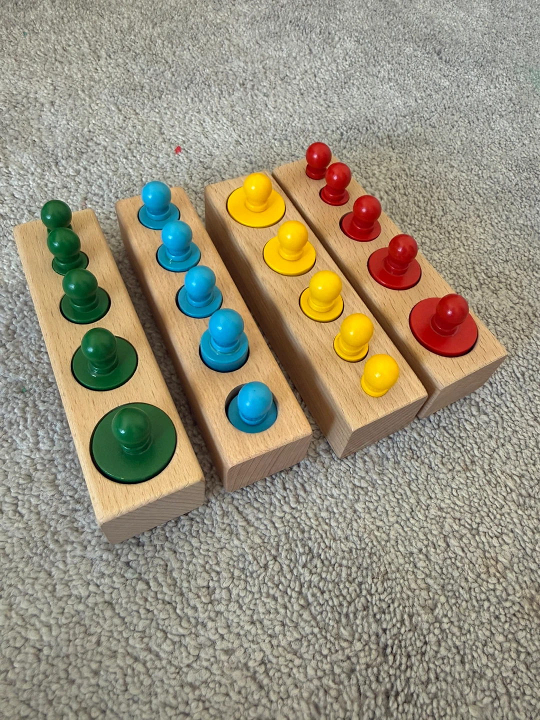 Wooden Montessori Cylinder Push Down Toys - photo 2