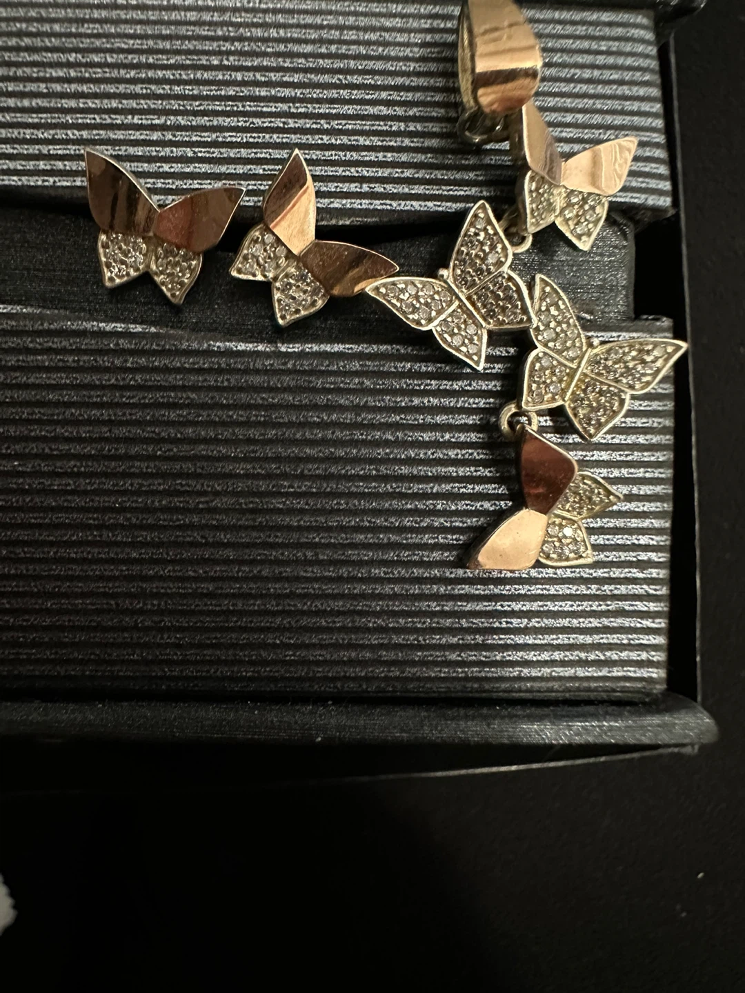 Butterfly earrings and pendant set Sterling silver 925 and gold