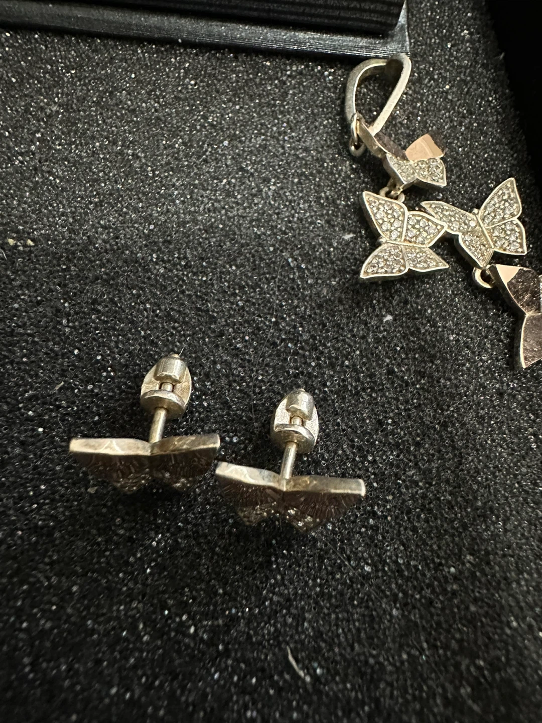 Butterfly earrings and pendant set Sterling silver 925 and gold - photo 2