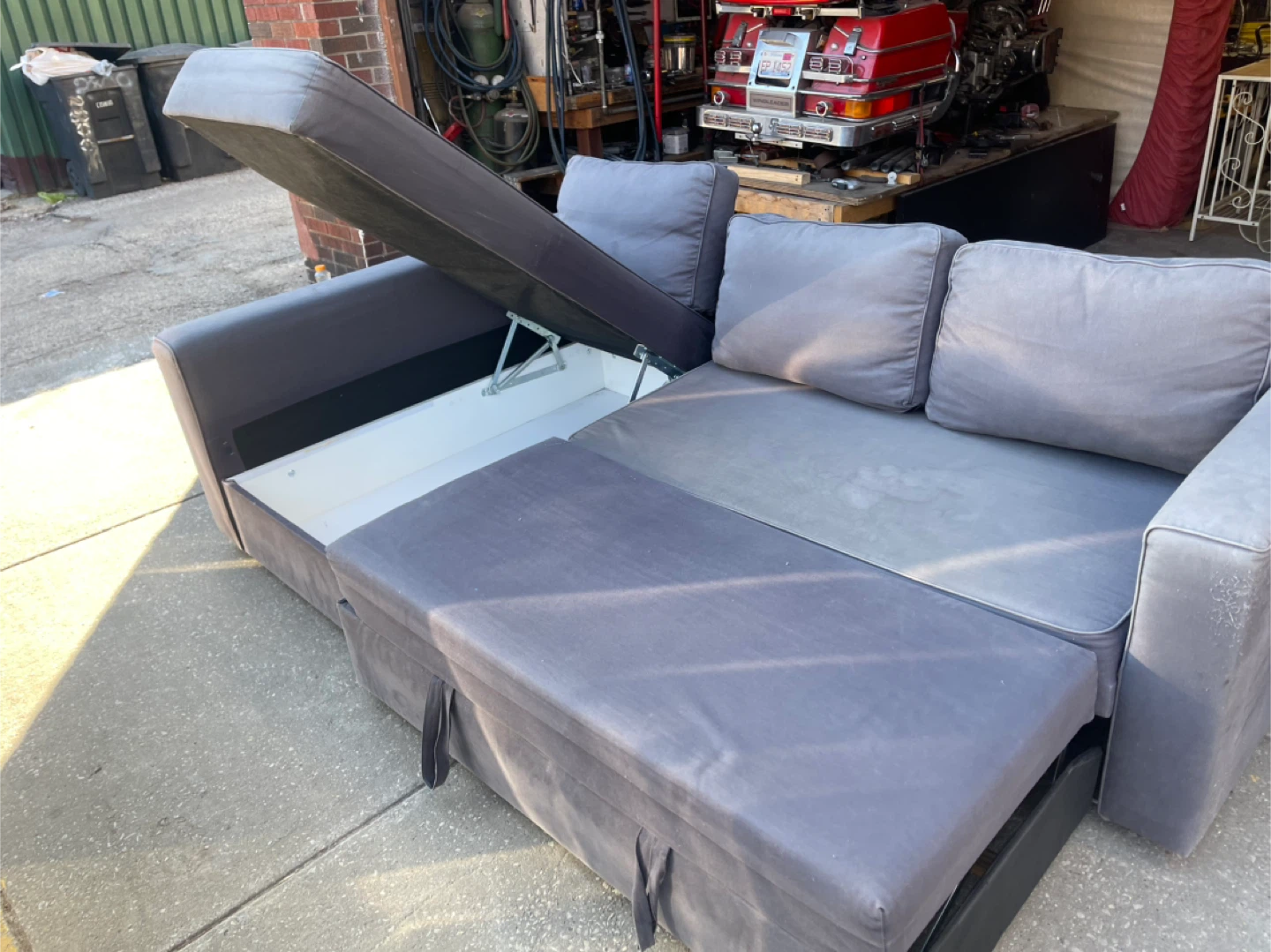 Grey Sofa Sleeper with Storage - photo 2