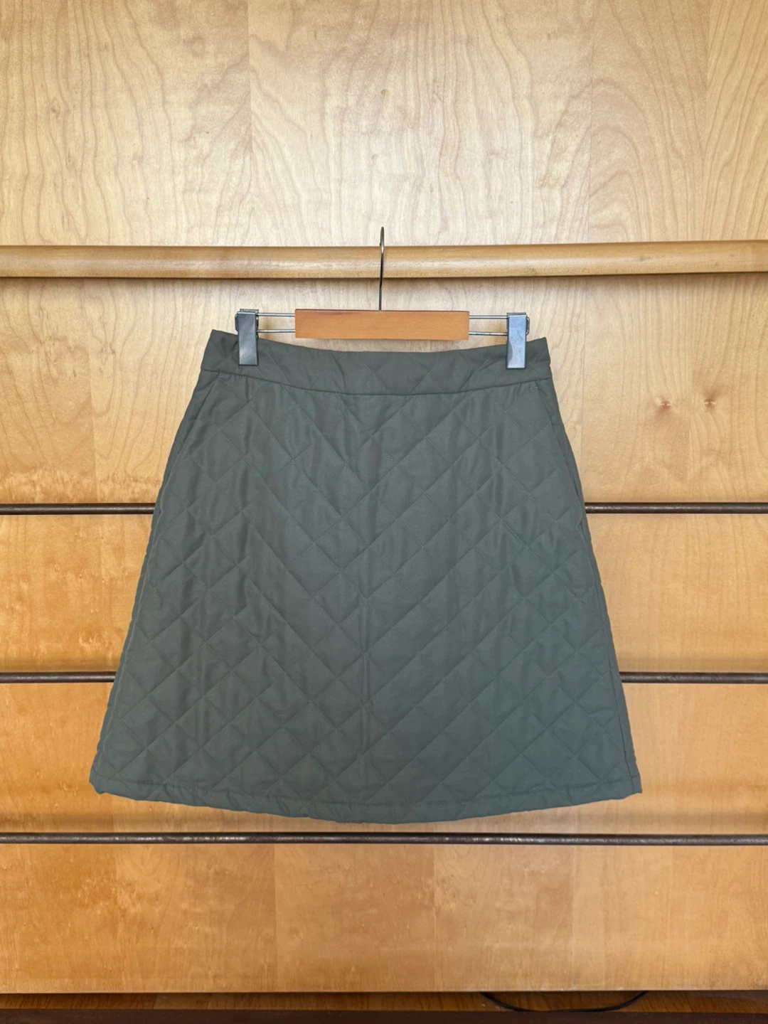 Muji Quilted A-Line Skirt - Olive Green