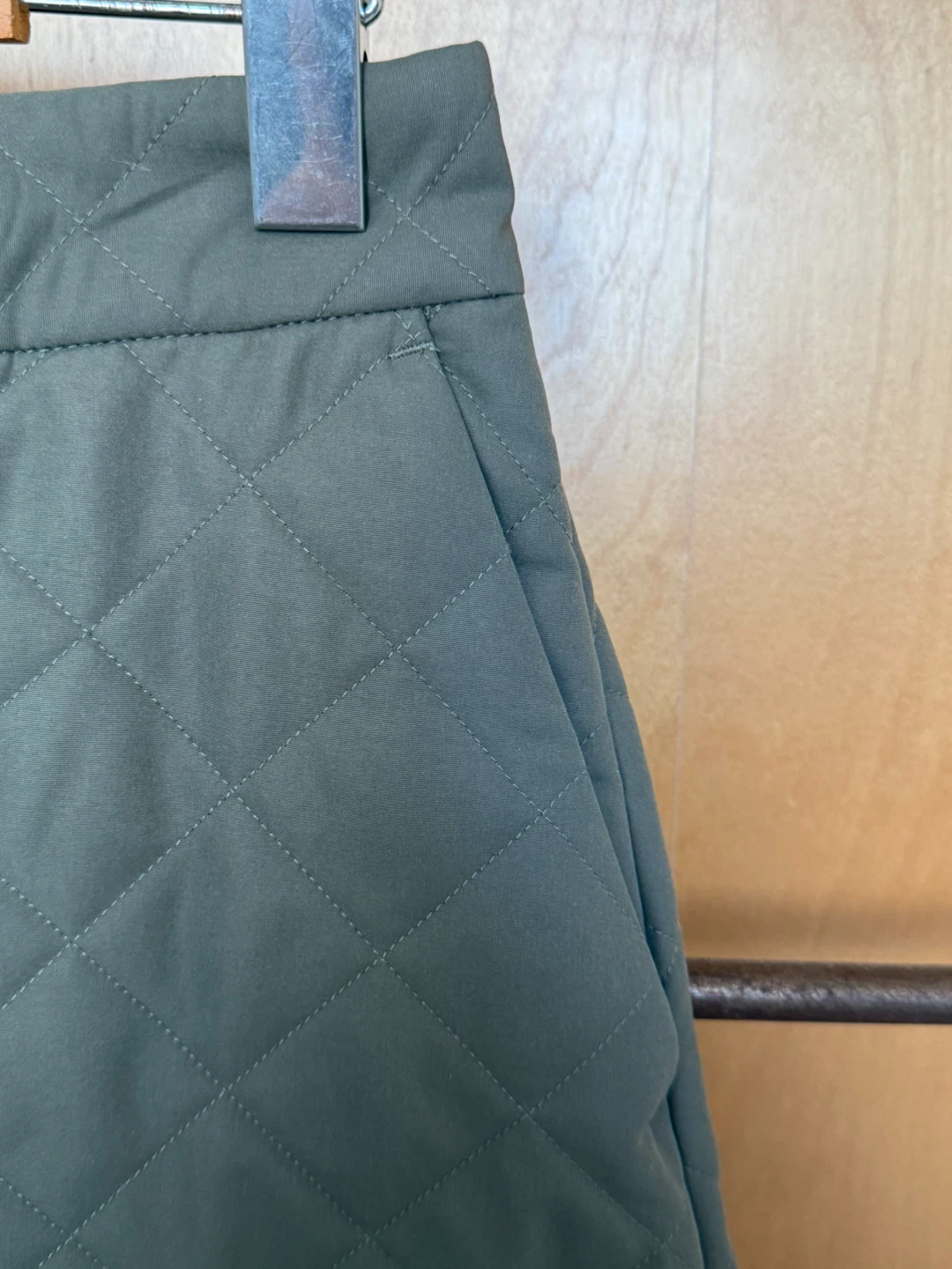 Muji Quilted A-Line Skirt - Olive Green - photo 2