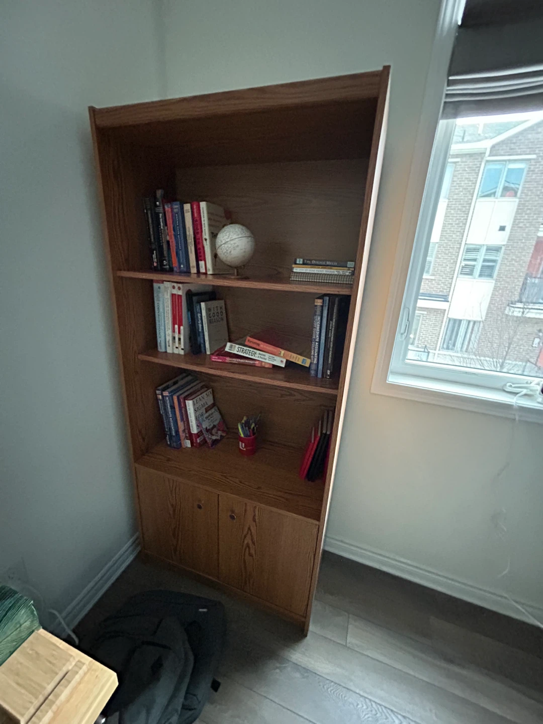 Wooden Bookshelf with Cabinet
