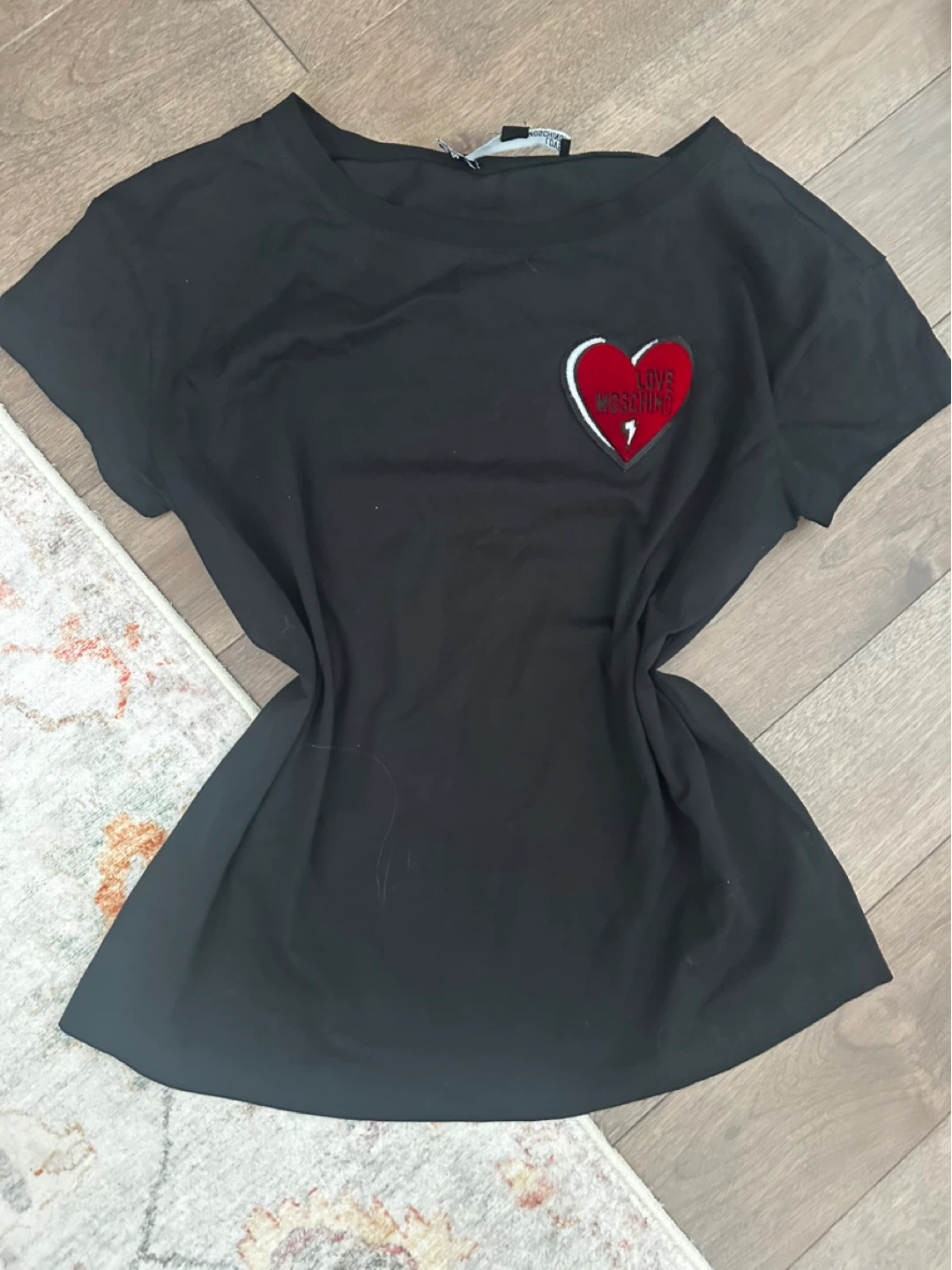 Love Moschino Black Heart Patch T-Shirt Size 46