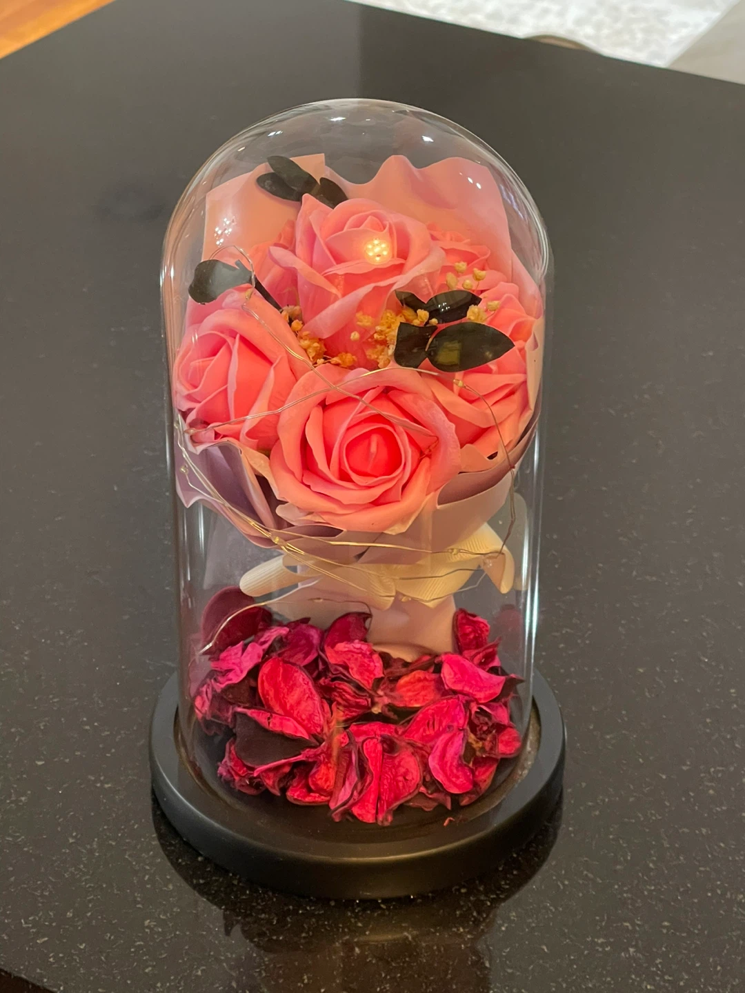 Preserved Roses in Glass Dome with LED Lights - photo 5