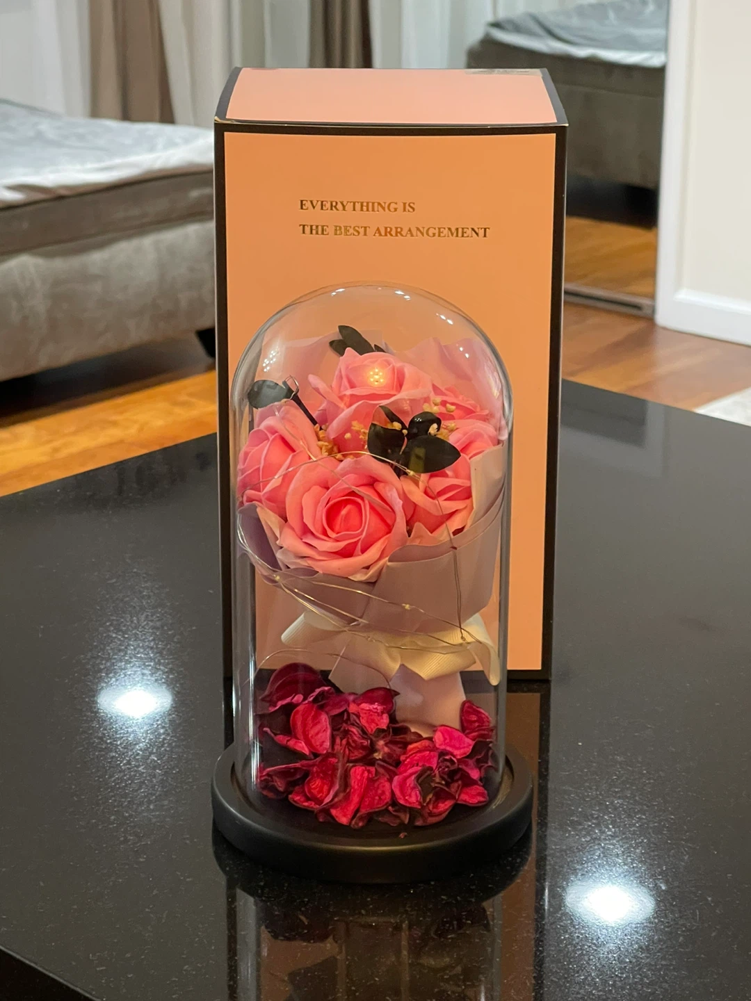Preserved Roses in Glass Dome with LED Lights - photo 4