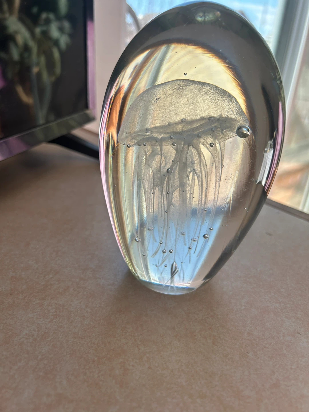 Glass Jellyfish Paperweight