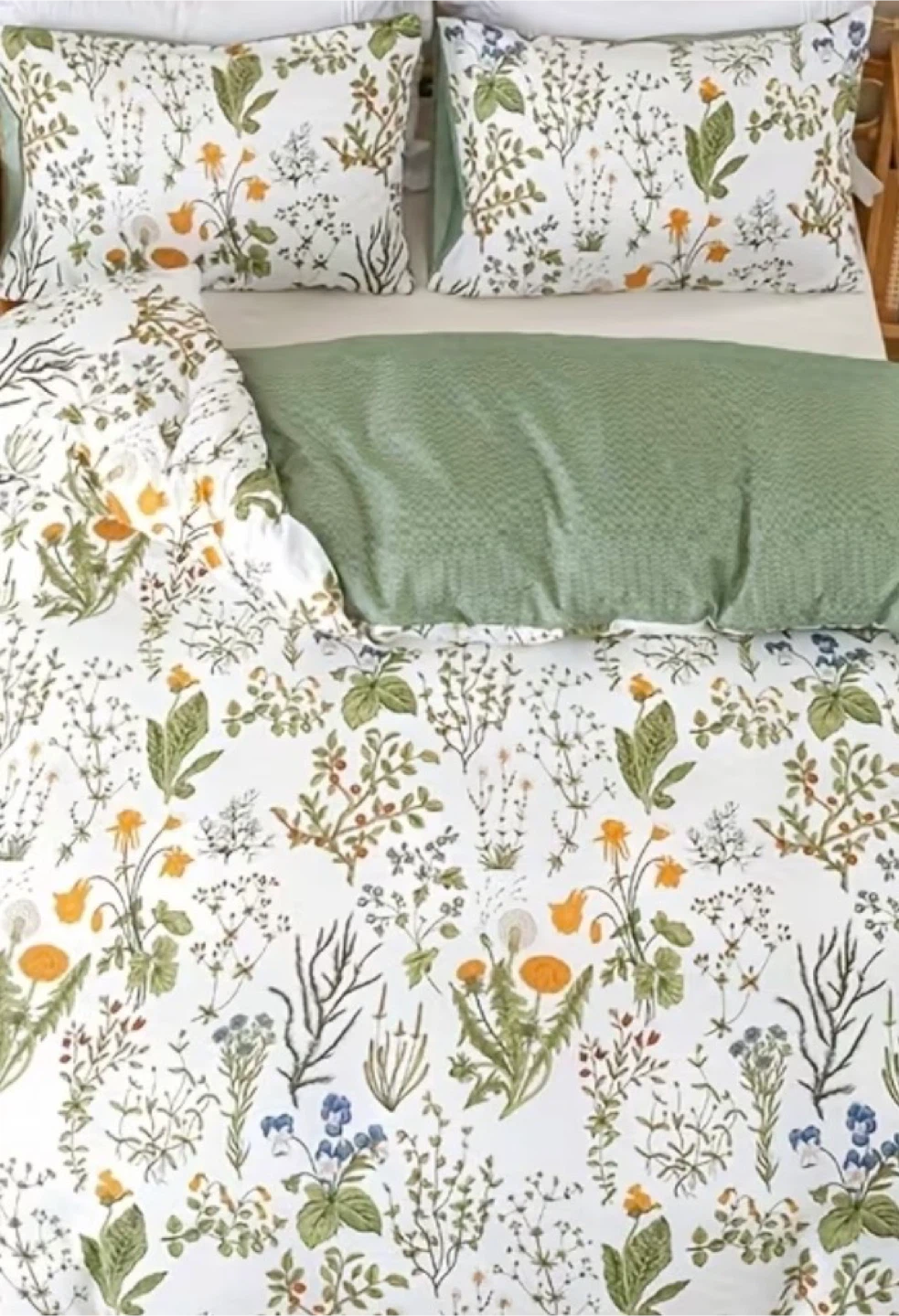Leaves print, reversible Duvet Cover Set- Queen size