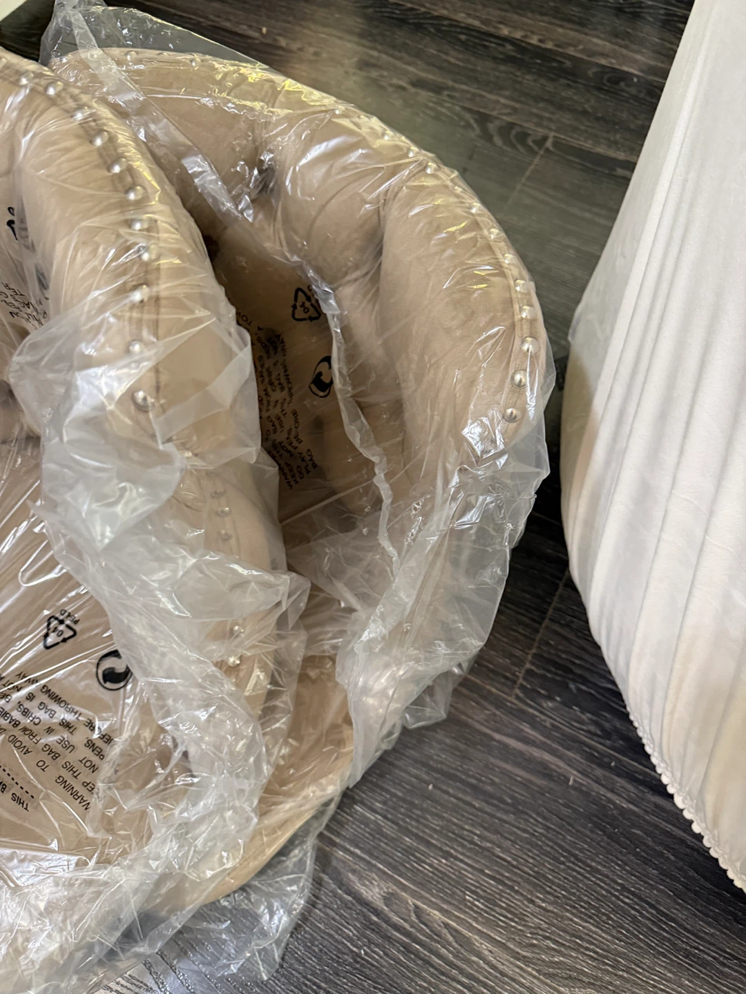 Bar Stool - Tufted, Beige Velvet with Studs - photo 2