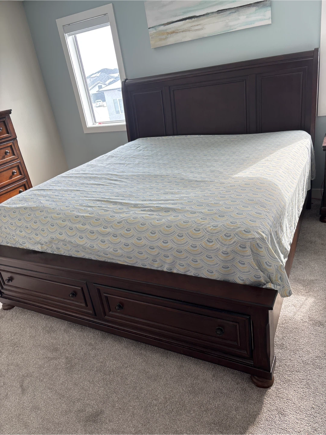 Dark Wood King Size Bedroom Set with mattress - photo 2