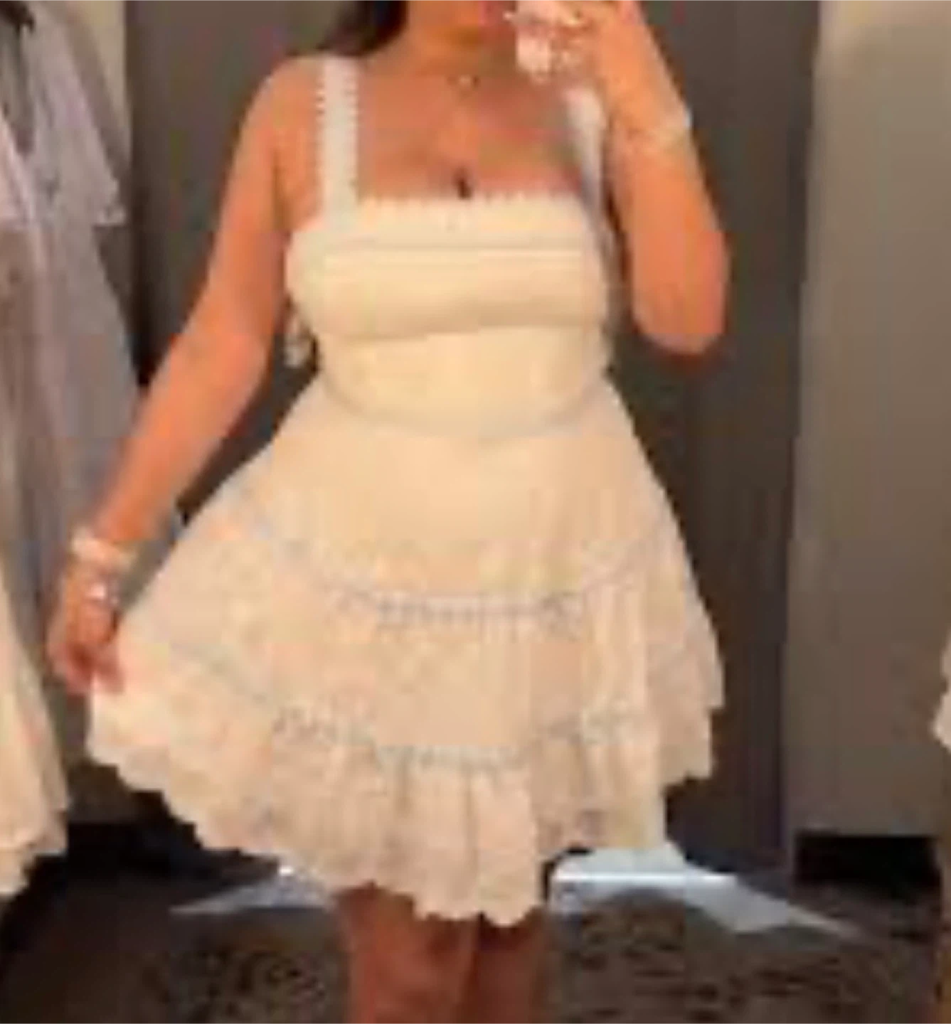 Altar'd State White & Blue Lace Trim Mini Dress XL