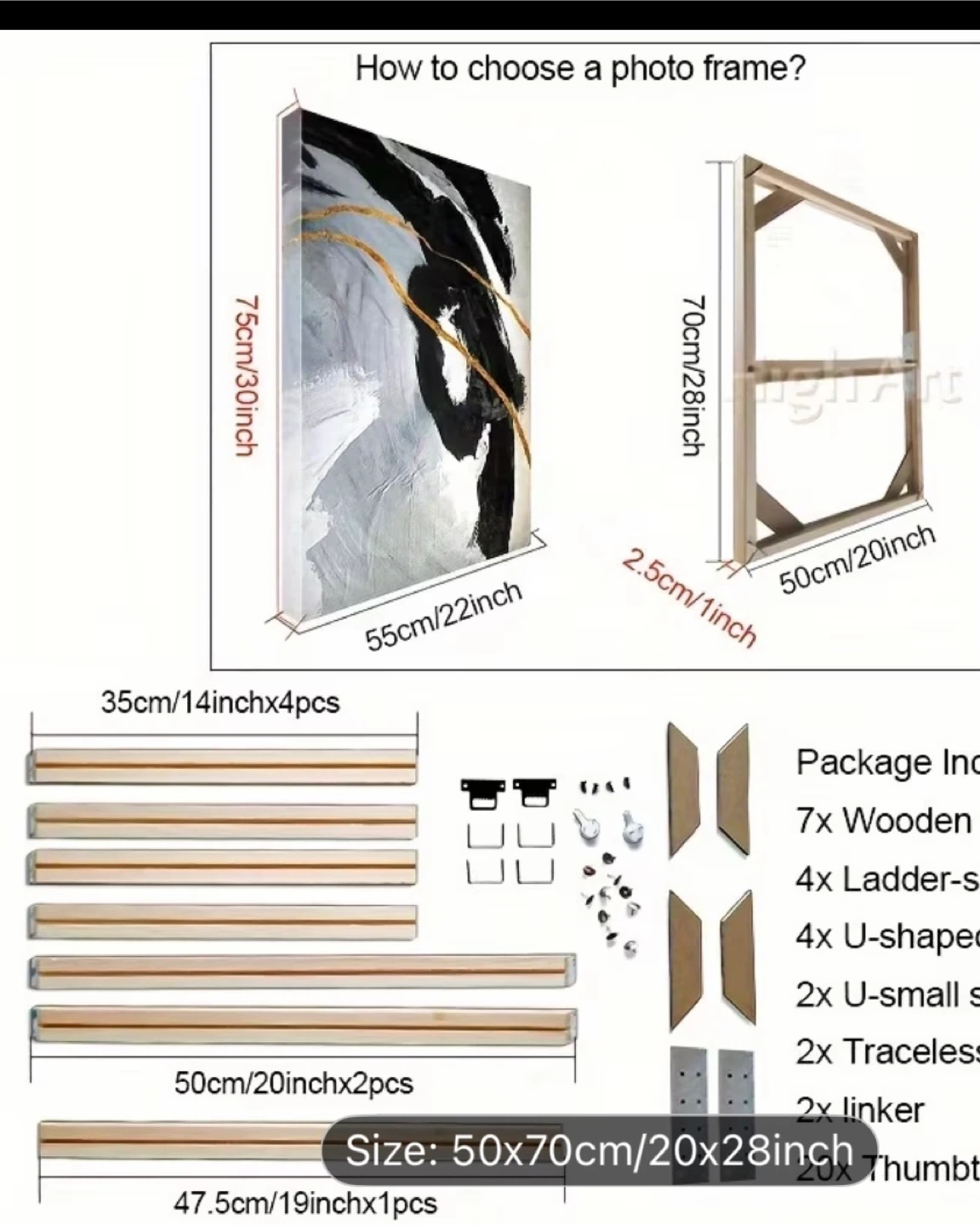 Solid Wood Frame for Canvas Art - DIY Kit - photo 2