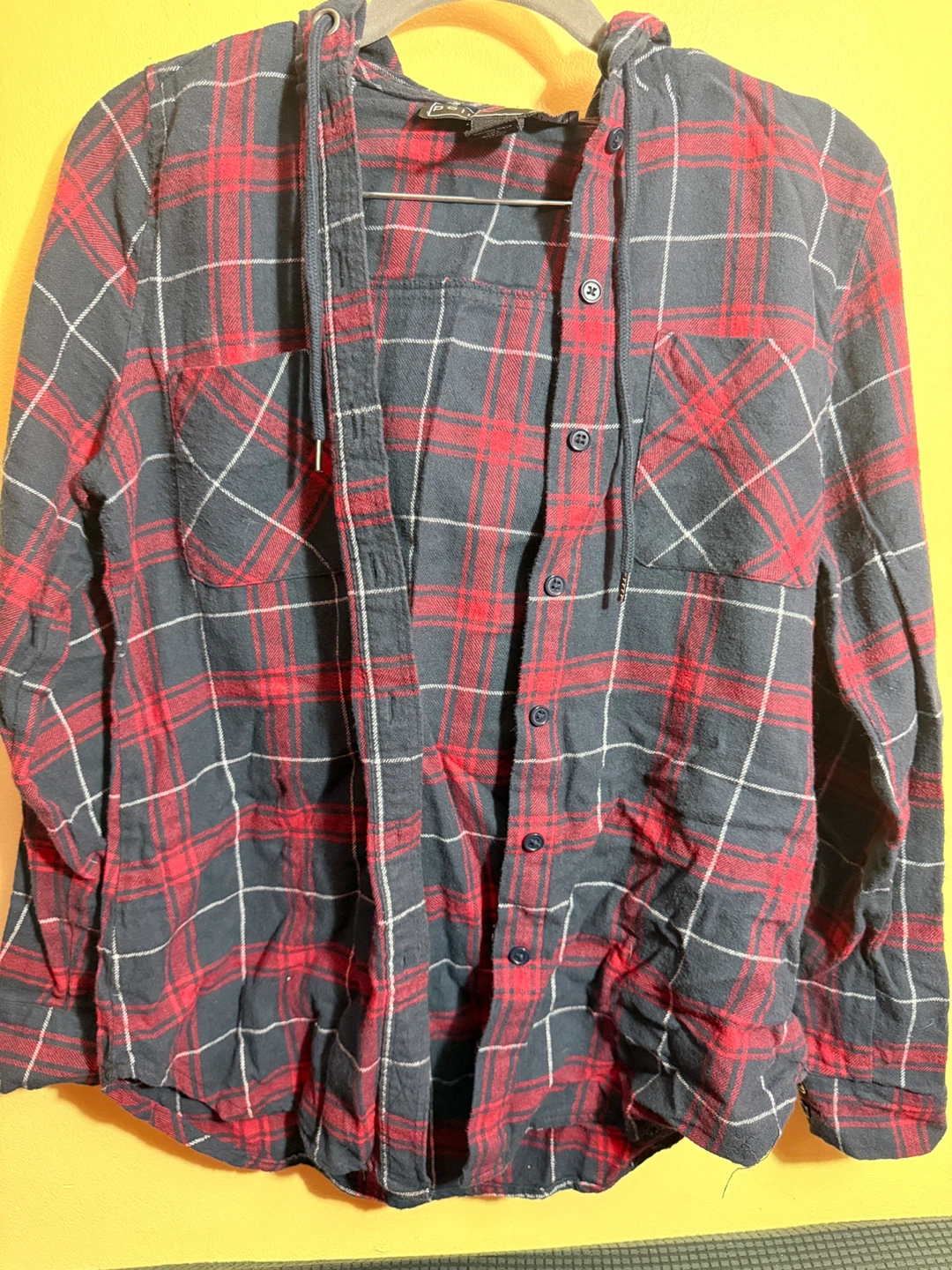Polly & Esther Plaid Button-Up Hooded Shirt - photo 4