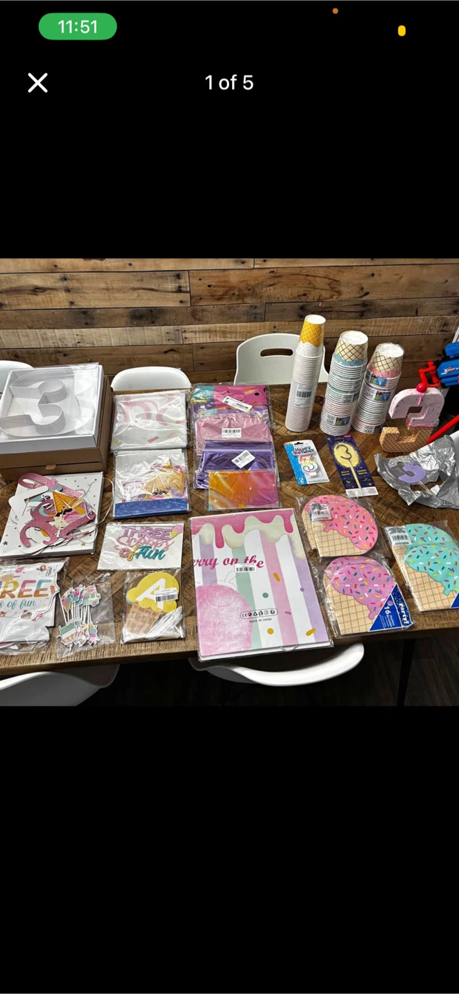 Birthday Party Supplies - Ice Cream /3 scoops of fun Theme