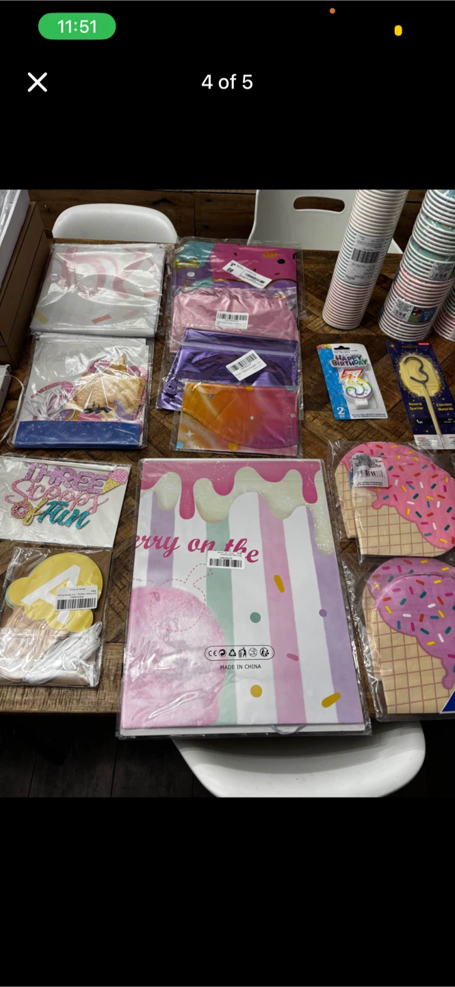 Birthday Party Supplies - Ice Cream /3 scoops of fun Theme - photo 4