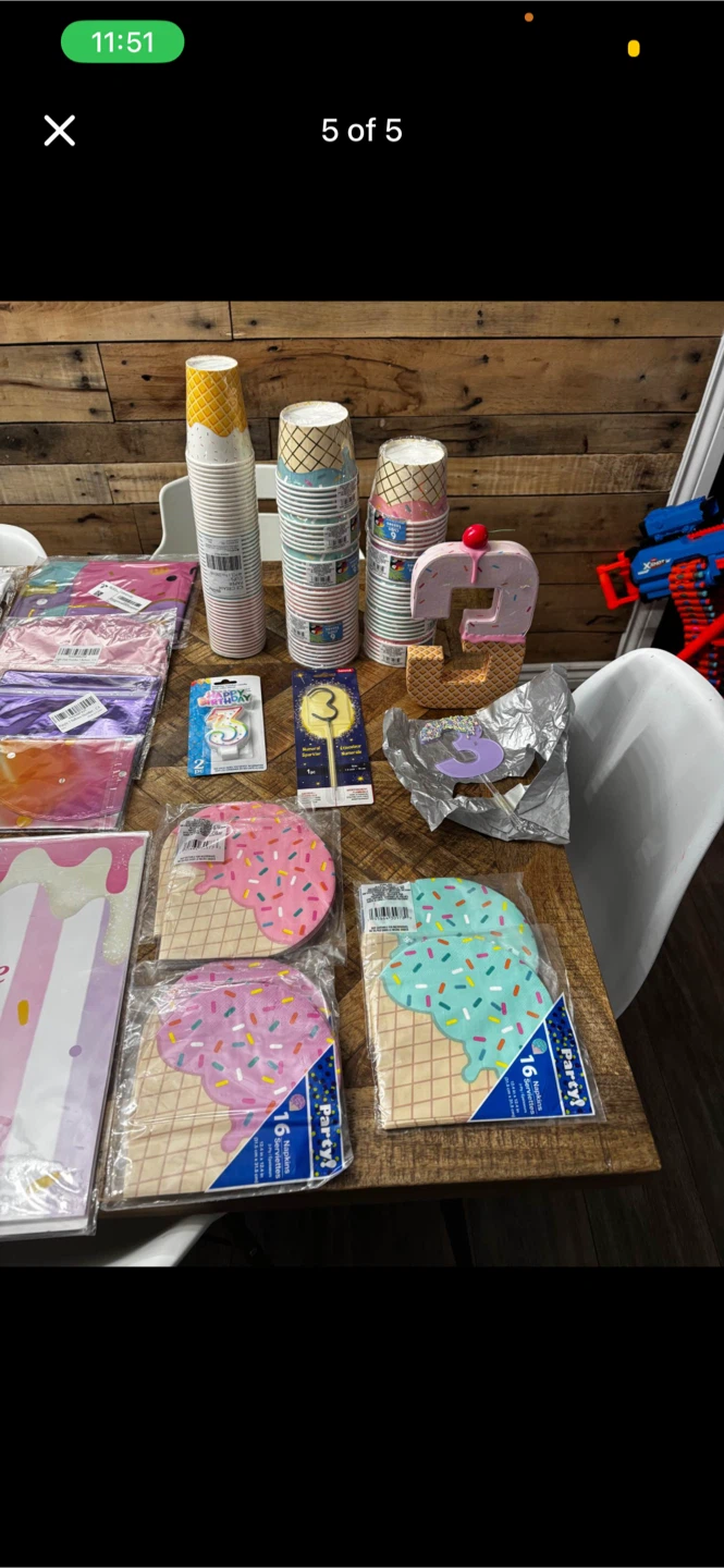 Birthday Party Supplies - Ice Cream /3 scoops of fun Theme - photo 5