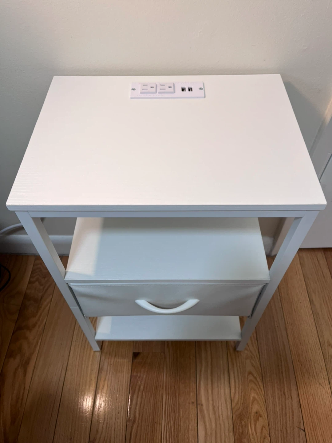 White Nightstand with Built-in Outlet and USB Ports - photo 2