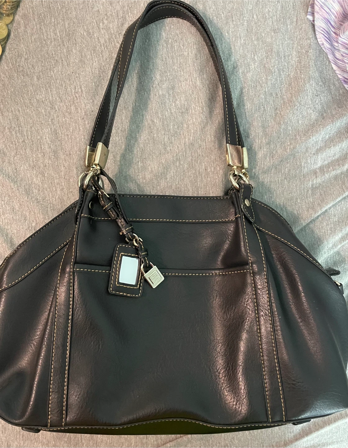 Liz Claiborne Brown Faux Leather Shoulder Bag