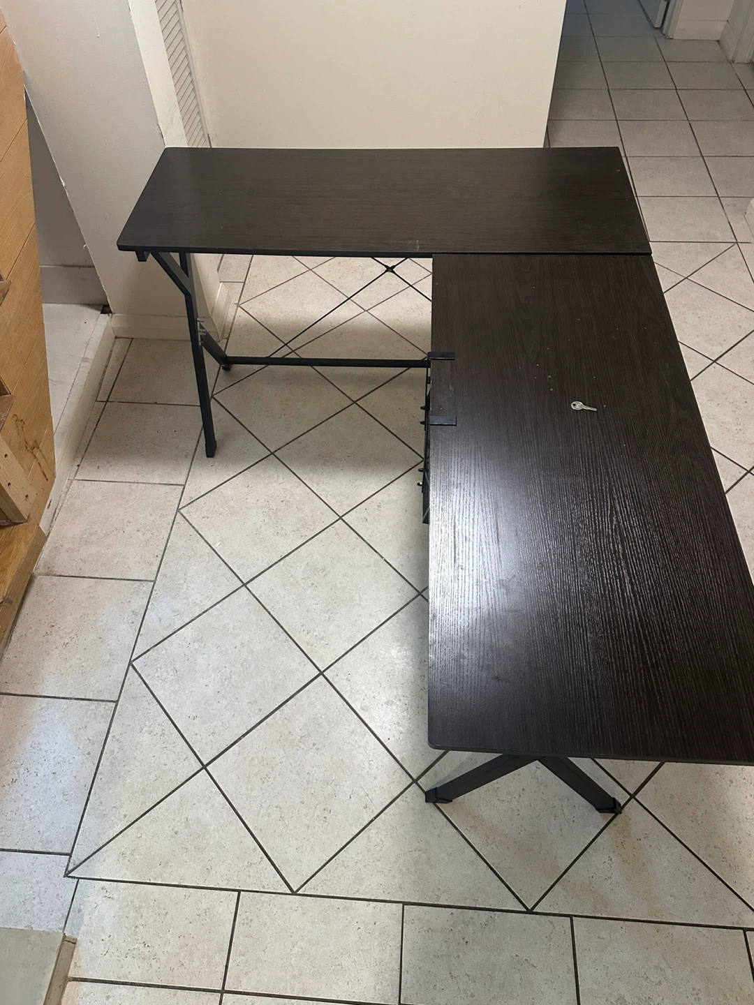 Dark Wood L-Shaped Desk - photo 3