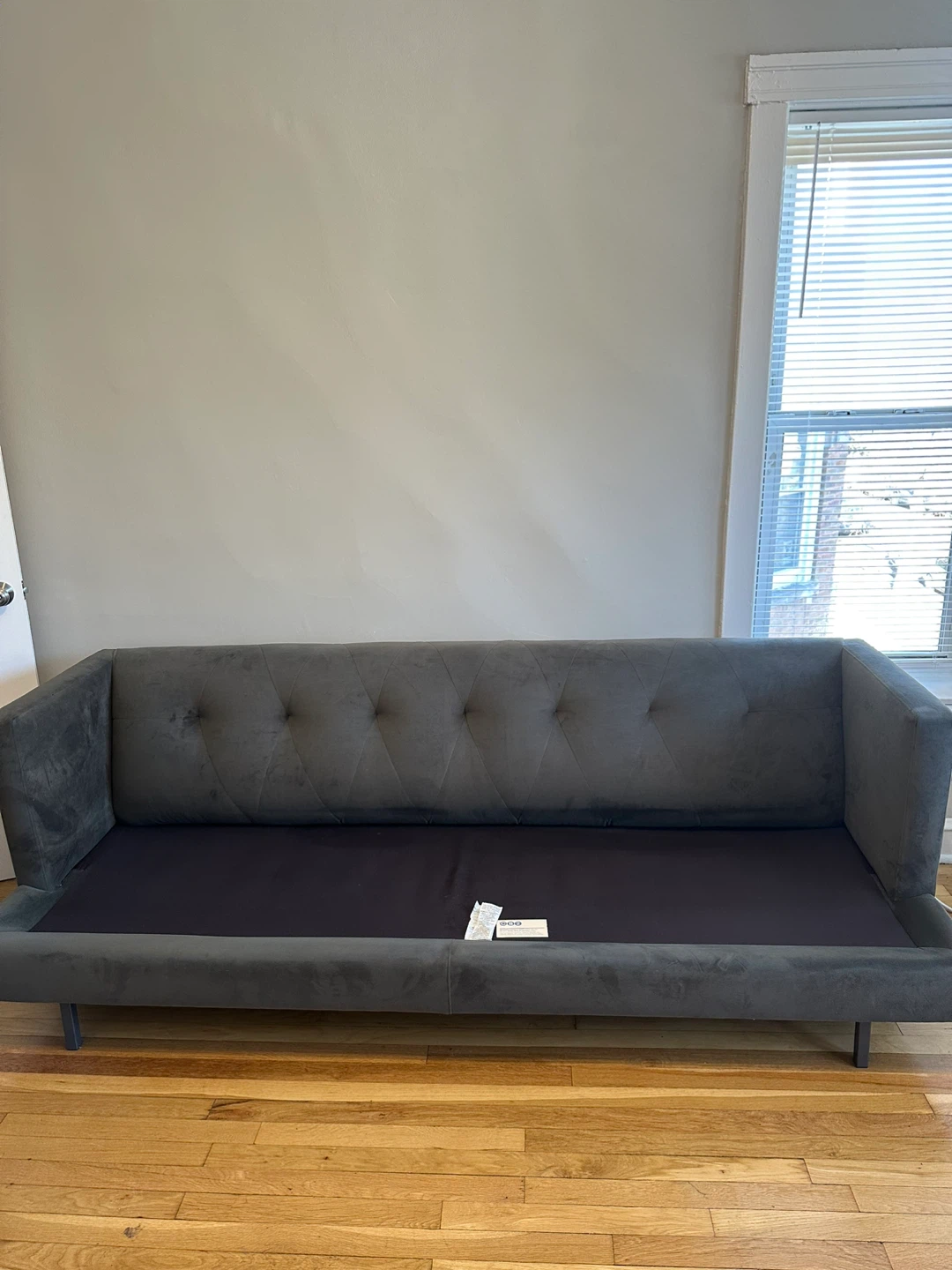 CB2 Olive Green/Gray Tufted Sofa - photo 3