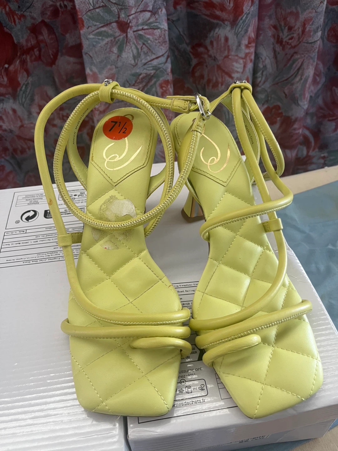 Sam Edelman MAJEN Quilted Heeled Sandals - Lime Green