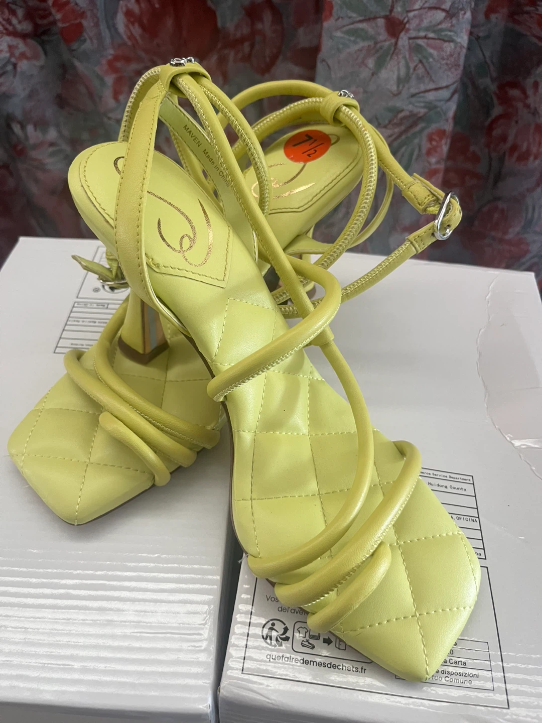 Sam Edelman MAJEN Quilted Heeled Sandals - Lime Green - photo 2