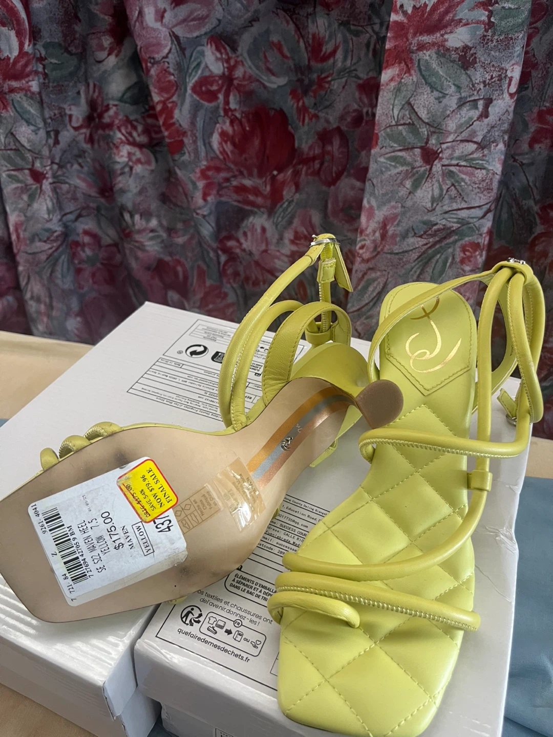 Sam Edelman MAJEN Quilted Heeled Sandals - Lime Green - photo 3