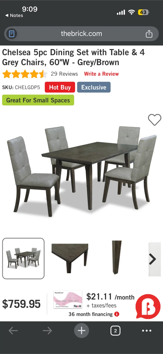 The Brick Chelsea 5 Piece Dining Set with Table & 4 Chairs - photo 2